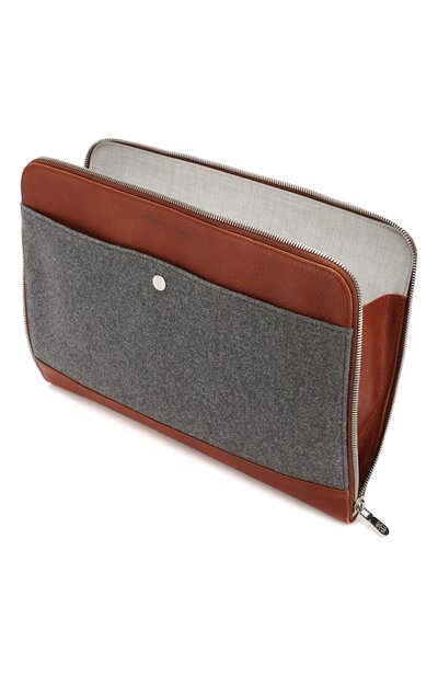 Комбинированная папка для документов BRUNELLO CUCINELLI серого цвета по цене 121000 руб., арт. MWFRU349, фото 4 Комбинированная папка для документов BRUNELLO CUCINELLI, арт. MWFRU349, фото 4