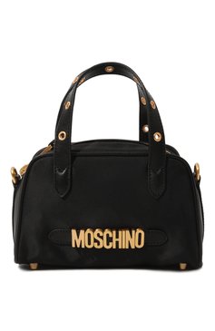 Женская сумка MOSCHINO черного цвета, арт. 2317 B7431/8202 | Фото 1 (Сумки-технические: Сумки top-handle; Материал сплава: Проставлено; Размер: mini; Ремень/цепочка: На ремешке; Материал: Текстиль; Драгоценные камни: Проставлено)