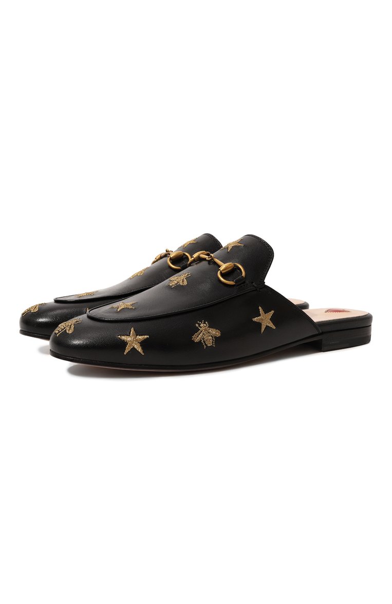 Женские кожаные сабо princetown GUCCI черного цвета, арт. 505268 D3V00 | Фото 1 (Каблук высота: Низкий; Материал внутренний: Натуральная кожа; Подошва: Плоская; Нос: Не проставлено; Материал внешний: Натуральная кожа)