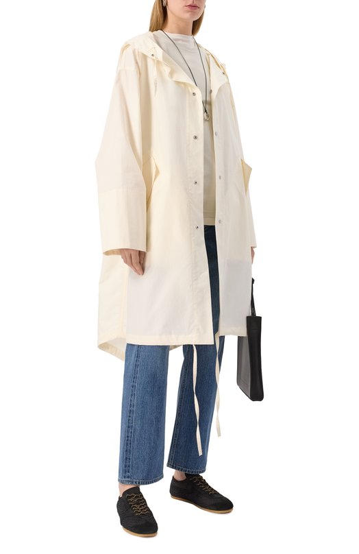 Хлопковый плащ Jil Sander J04AH0002-J45026 Кремовый  J04AH0002-J45026 Фото 2