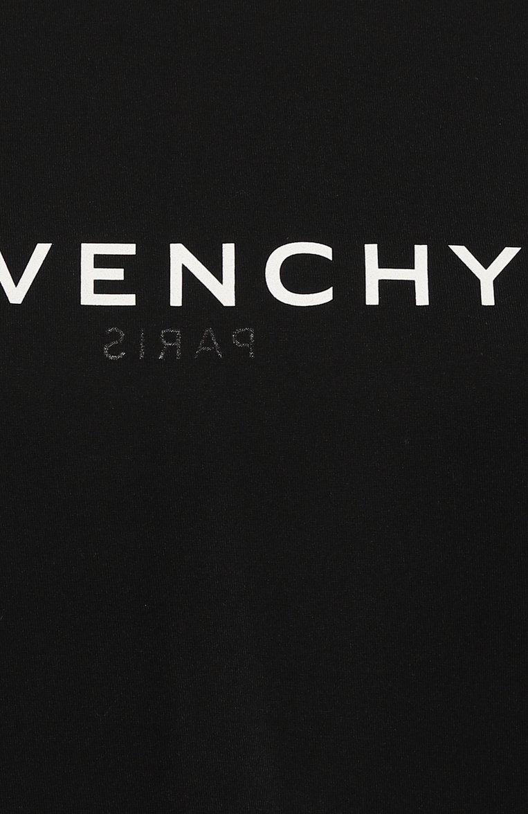 Женская хлопковая футболка GIVENCHY черного цвета, арт. BW707Z3Z5W | Фото 5 (Рукава: Короткие; Длина (для топов): Стандартные; Принт: С принтом; Материал сплава: Проставлено; Материал внешний: Хлопок; Женское Кросс-КТ: Футболка-одежда; Драгоценные камни: Проставлено; Стили: Кэжуэл)