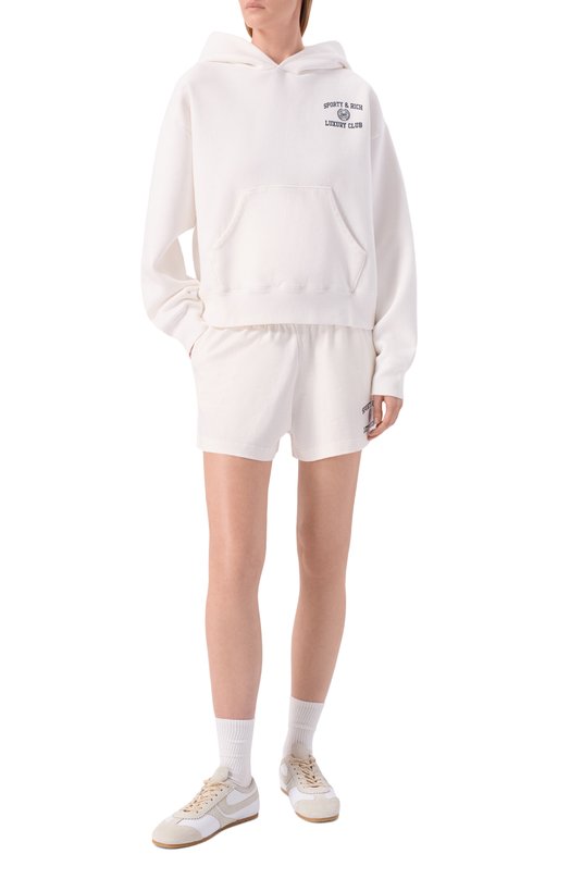 Хлопковые шорты Luxury Club Sporty and Rich SH0377842WH01/S&R LUXURY CLUB DISC0 SH0RT Белый  SH0377842WH01/S&R LUXURY CLUB DISC0 SH0RT Фото 2