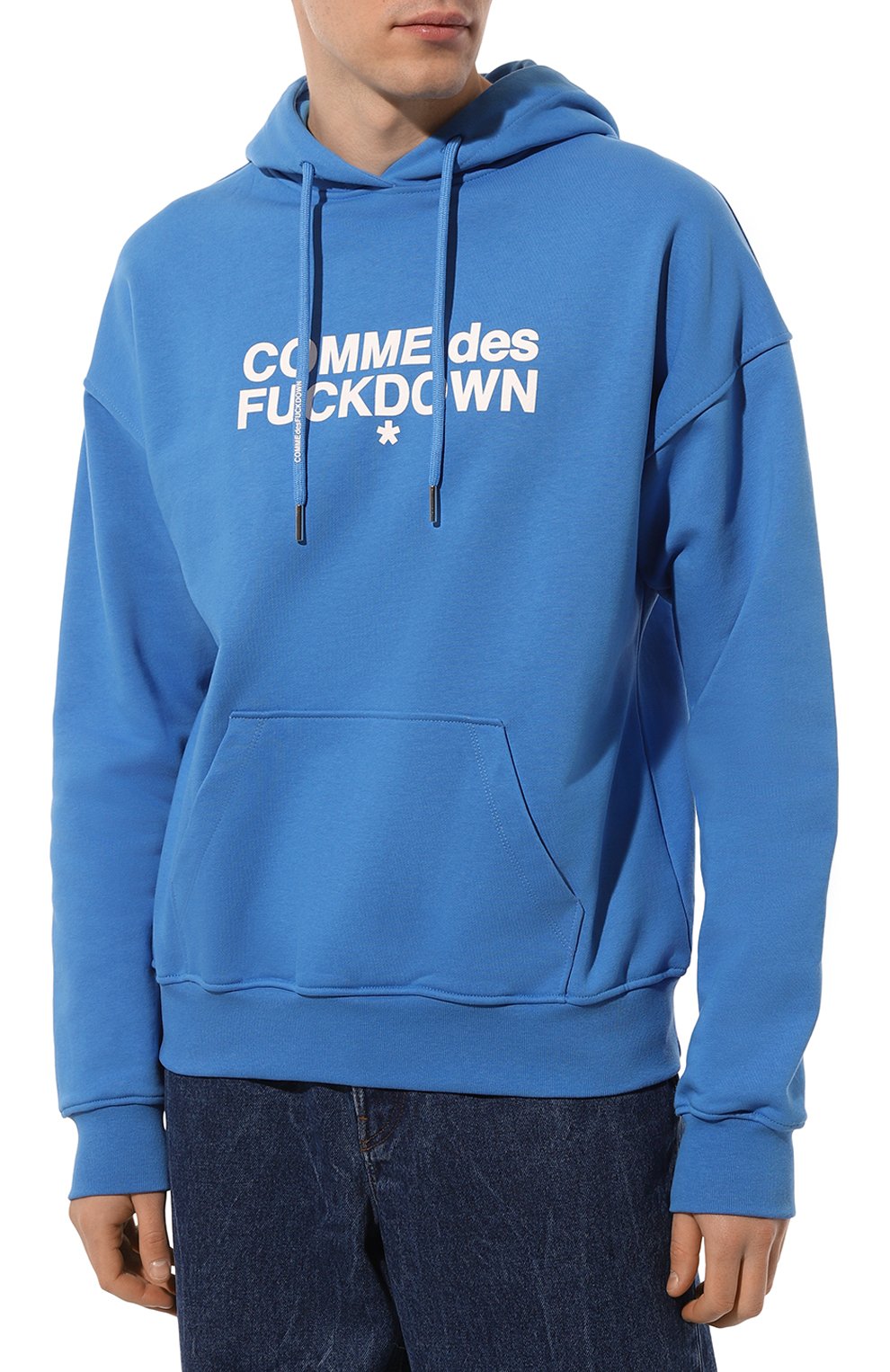 Хлопковое худи COMME DES FUCKDOWN синего цвета по цене 19950 руб., арт. CDFU2109, фото 3 Хлопковое худи COMME DES FUCKDOWN, арт. CDFU2109, фото 3