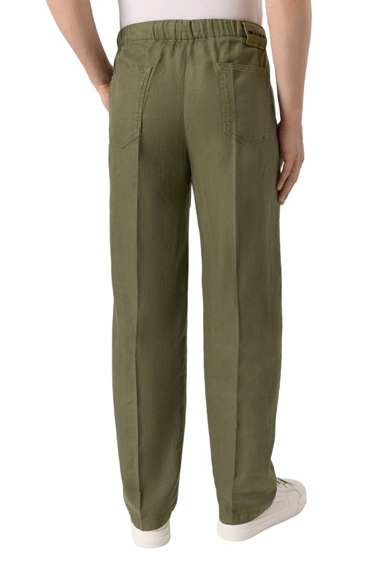 Брюки изо льна и хлопка Kiton UPR003LK0636F08 Хаки  UPR003LK0636F08 Фото 4