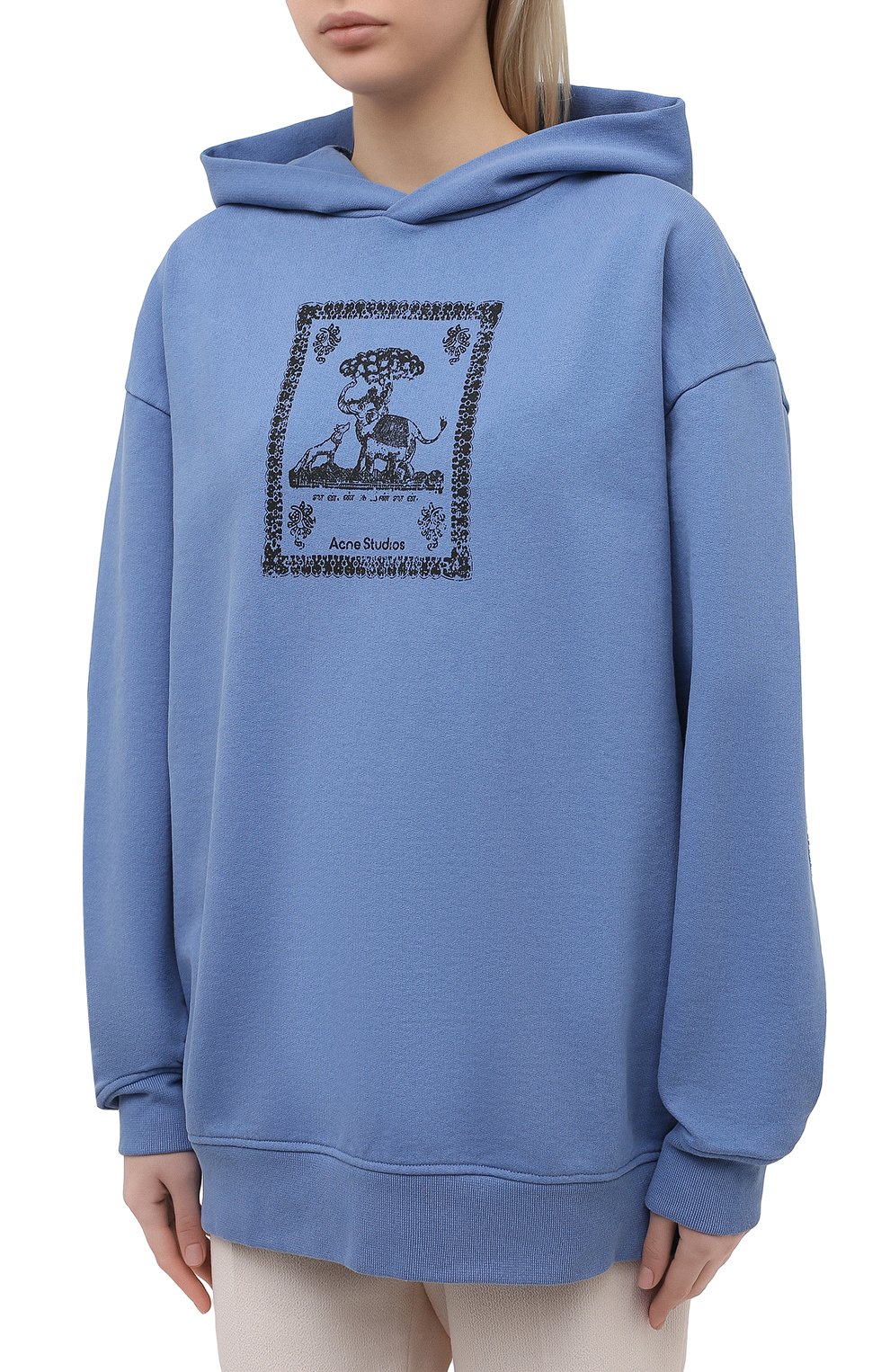 Хлопковое худи ACNE STUDIOS голубого цвета по цене 49950 руб., арт. AI0079, фото 3 Хлопковое худи ACNE STUDIOS, арт. AI0079, фото 3