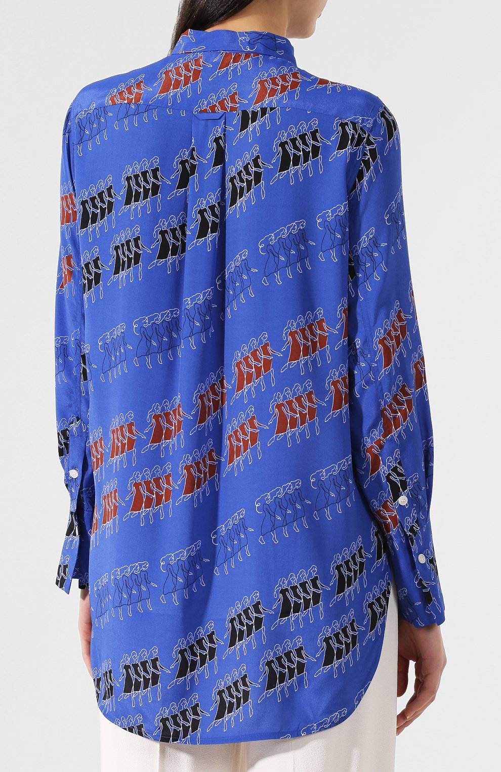 Рубашка с принтом BY MALENE BIRGER синего цвета по цене 24550 руб., арт. Q66374001/SHI1004S91, фото 4 Рубашка с принтом BY MALENE BIRGER, арт. Q66374001/SHI1004S91, фото 4