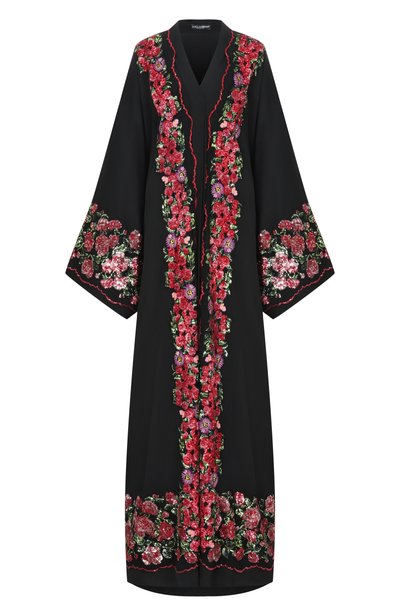 Женское шелковая абайя с цветочной вышивкой пайетками DOLCE & GABBANA, арт. 0102/F63R5Z/FUABF