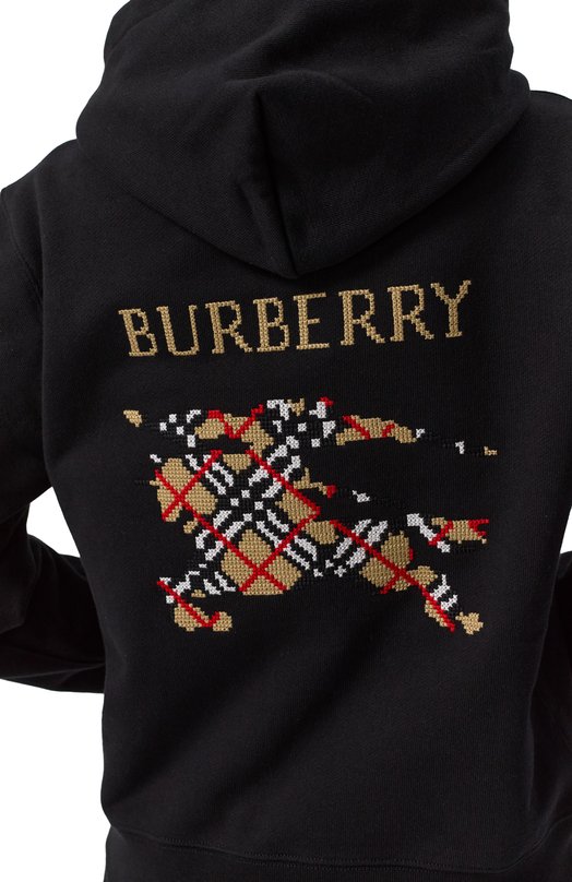 Хлопковое худи Burberry 8110966 Чёрный  8110966 Фото 5