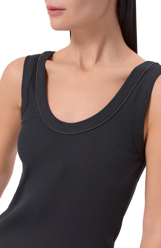 Хлопковая майка Brunello Cucinelli MG902FP100 Чёрный  MG902FP100 Фото 5