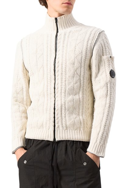 Хлопковый кардиган C.P. COMPANY белого цвета по цене 46100 руб., арт. 17CMKN191A110190G, фото 3 Хлопковый кардиган C.P. COMPANY, арт. 17CMKN191A110190G, фото 3