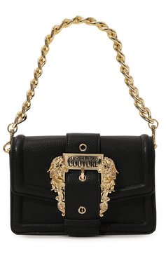 Женская сумка couture1 VERSACE JEANS COUTURE черного цвета, арт. 75VA4BFC/ZS413 | Фото 1 (Ремень/цепочка: На ремешке; Драгоценные камни: Проставлено; Размер: mini; Материал: Текстиль; Материал сплава: Проставлено; Сумки-технические: Сумки top-handle)