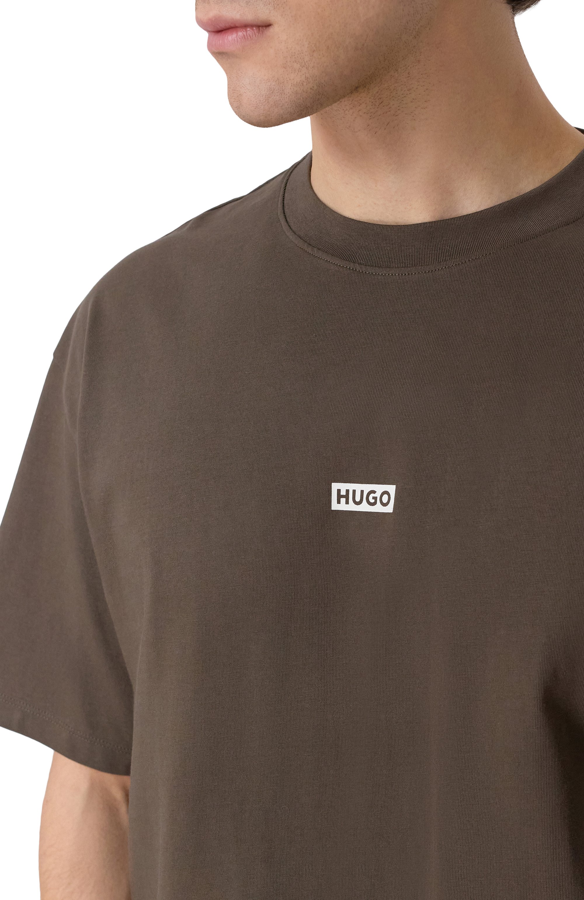 Хлопковая футболка HUGO BLUE коричневого цвета по цене 8250 руб., арт. 50509776, фото 5 Хлопковая футболка HUGO BLUE, арт. 50509776, фото 5