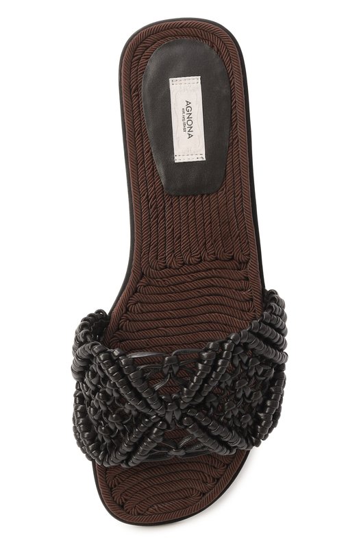 Кожаные шлепанцы Agnona LI1102E/L8265E Коричневый  LI1102E/L8265E Фото 6