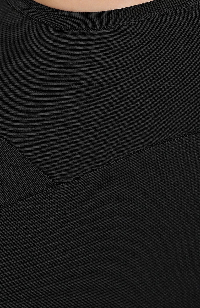 Женское платье из вискозы EMPORIO ARMANI черного цвета, арт. 6H2AW1/2M4BZ | Фото 5 (Рукава: Длинные; Длина Ж (юбки, платья, шорты): Миди; Кросс-КТ: Трикотаж; Женское Кросс-КТ: Платье-одежда, платье-футляр; Случай: Повседневный; Стили: Гламурный; Материал внешний: Вискоза; Региональные ограничения белый список (Axapta Mercury): Не проставлено)