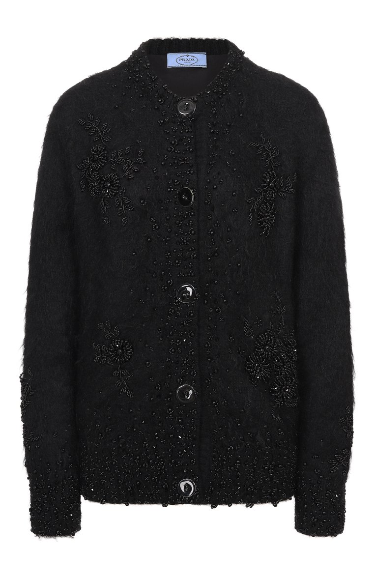 Шерстяной кардиган с отделкой бисером PRADA, арт. P25F51-1PO7-F0806-172, фото 1