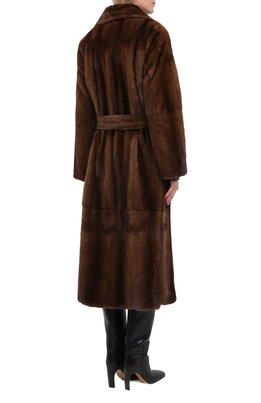 Норковая шуба с поясом SIMONETTA RAVIZZA, арт. CAR0L3/DB, фото 4