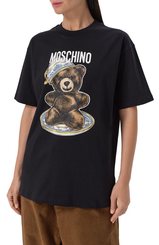 Хлопковая футболка Moschino V0724/5541 Чёрный  V0724/5541 Фото 3