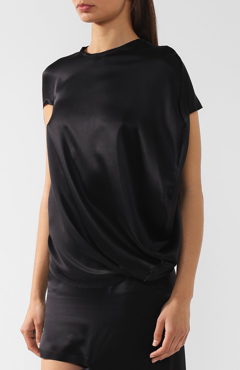 Однотонный шелковый топ с круглым вырезом JW ANDERSON, арт. TP92WS18 311/999, фото 1