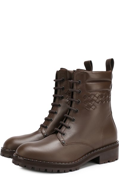 Кожаные ботинки с плетением intrecciato BOTTEGA VENETA, арт. 474706/V0282, фото 1
