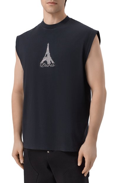Хлопковая майка VETEMENTS черного цвета по цене 65050 руб., арт. ME76TR262B/1200 LIGHT JERSEY, фото 4 Хлопковая майка VETEMENTS, арт. ME76TR262B/1200 LIGHT JERSEY, фото 4