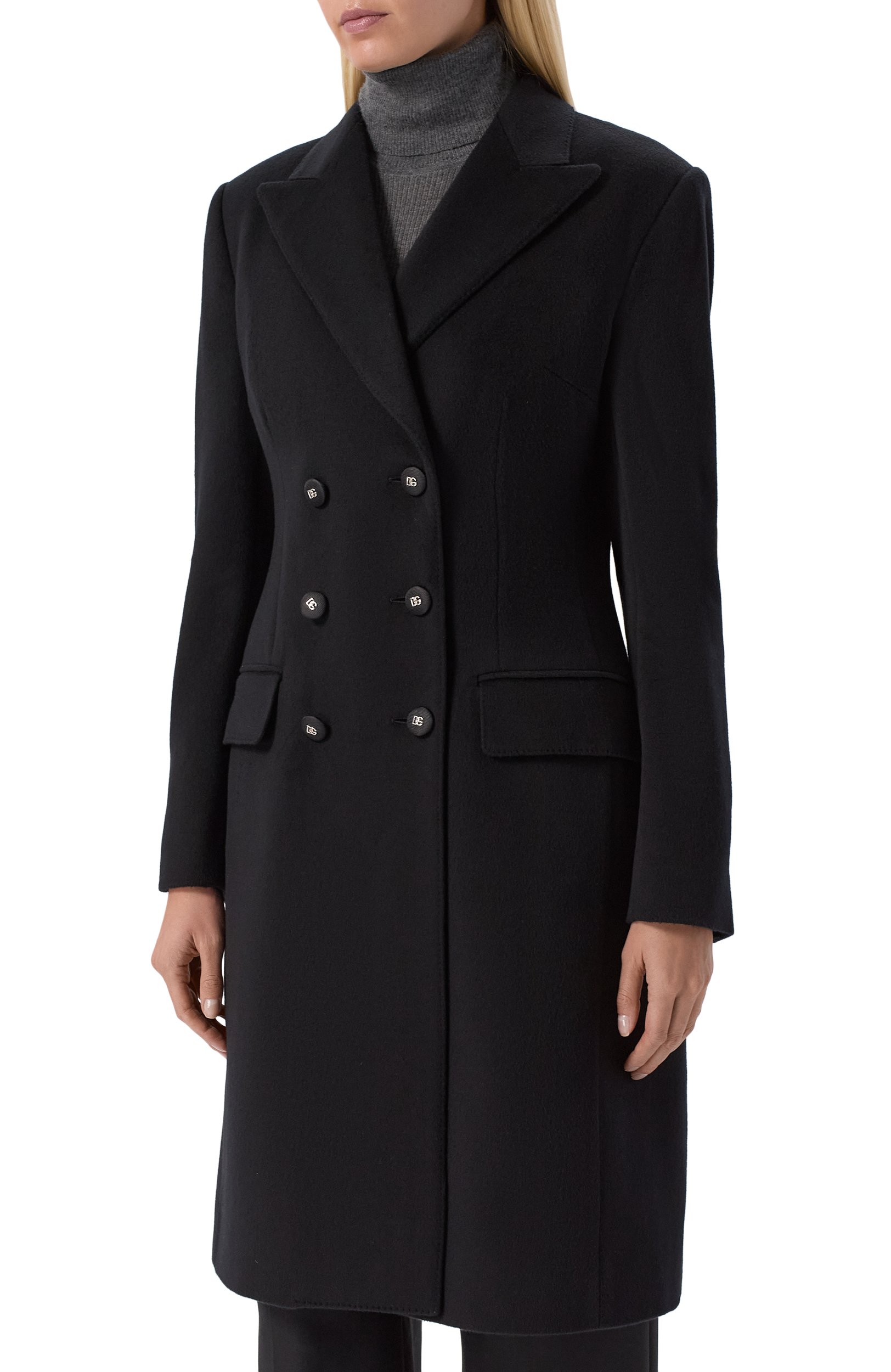 Шерстяное пальто DOLCE & GABBANA черного цвета по цене 542500 руб., арт. F0N87T/HU2CA, фото 3 Шерстяное пальто DOLCE & GABBANA, арт. F0N87T/HU2CA, фото 3