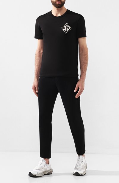 Хлопковая футболка DOLCE & GABBANA черного цвета по цене 36300 руб., арт. G8KBAZ/G7TWF, фото 2 Хлопковая футболка DOLCE & GABBANA, арт. G8KBAZ/G7TWF, фото 2