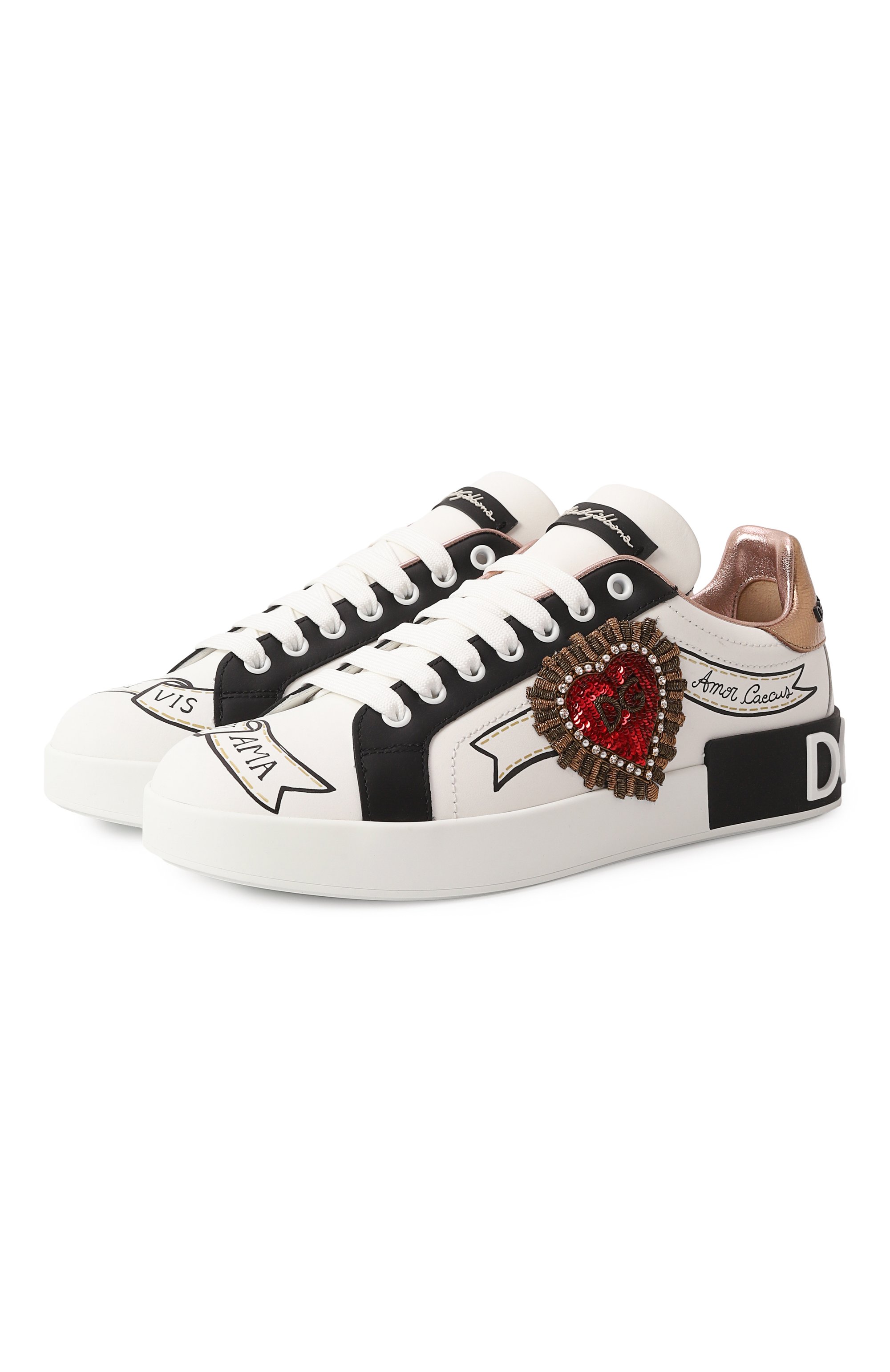 Кожаные кеды portofino с отделкой DOLCE & GABBANA, арт. CK1544/AZ138, фото 1