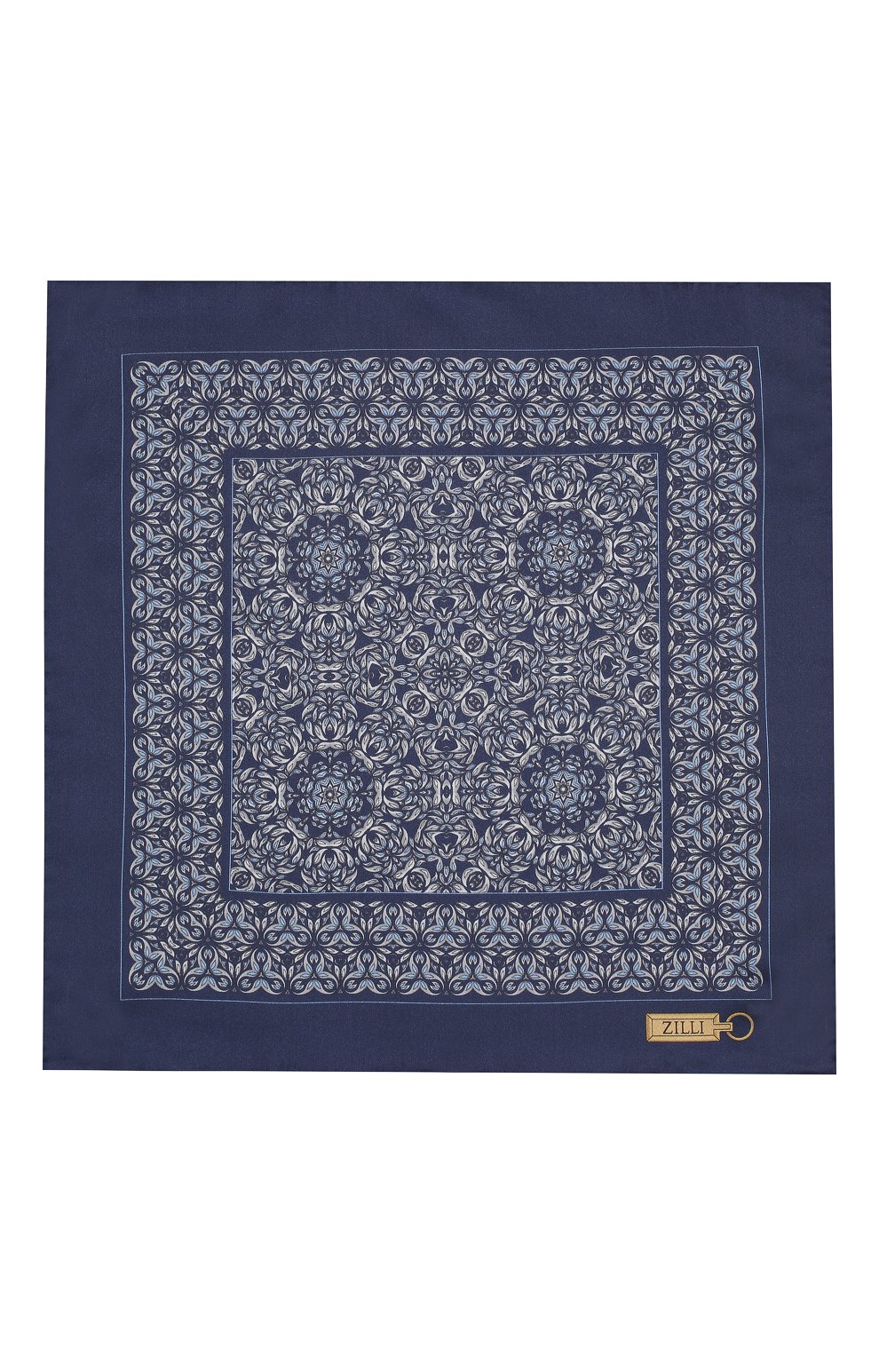 Шелковый платок ZILLI темно-синего цвета по цене 8995 руб., арт. 50703/HANDKERCHIEFS, фото 3 Шелковый платок ZILLI, арт. 50703/HANDKERCHIEFS, фото 3