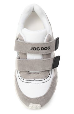 Детские замшевые кроссовки JOG DOG светло-серого цвета, арт. 01088KU2-003 | Фото 4 (Материал внутренний: Текстиль; Нос: Не проставлено; Материал внешний: Замша; Стили: Классический; Кросс-КТ: велькро; Автоматизация состава: Проставлено)