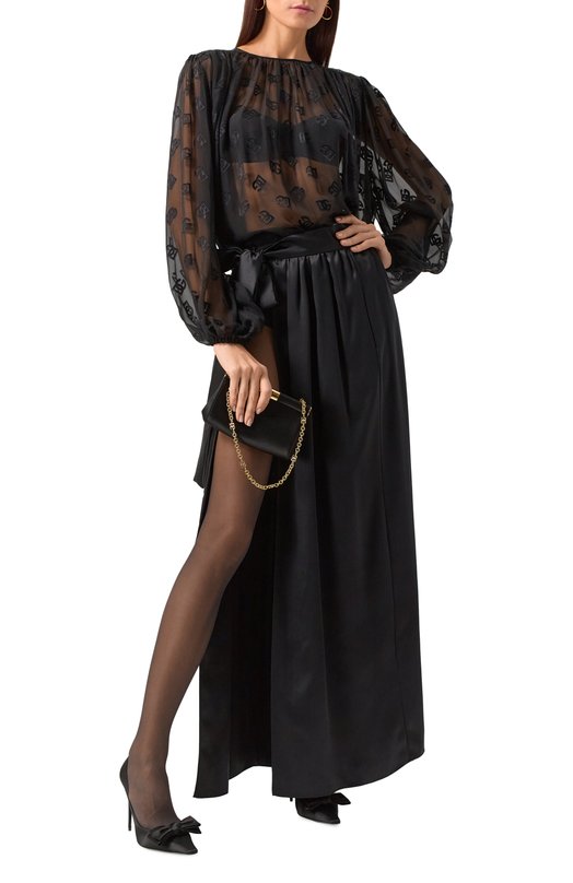 Шелковая блузка Dolce & Gabbana F7AD3T/FJTBR Чёрный  F7AD3T/FJTBR Фото 2