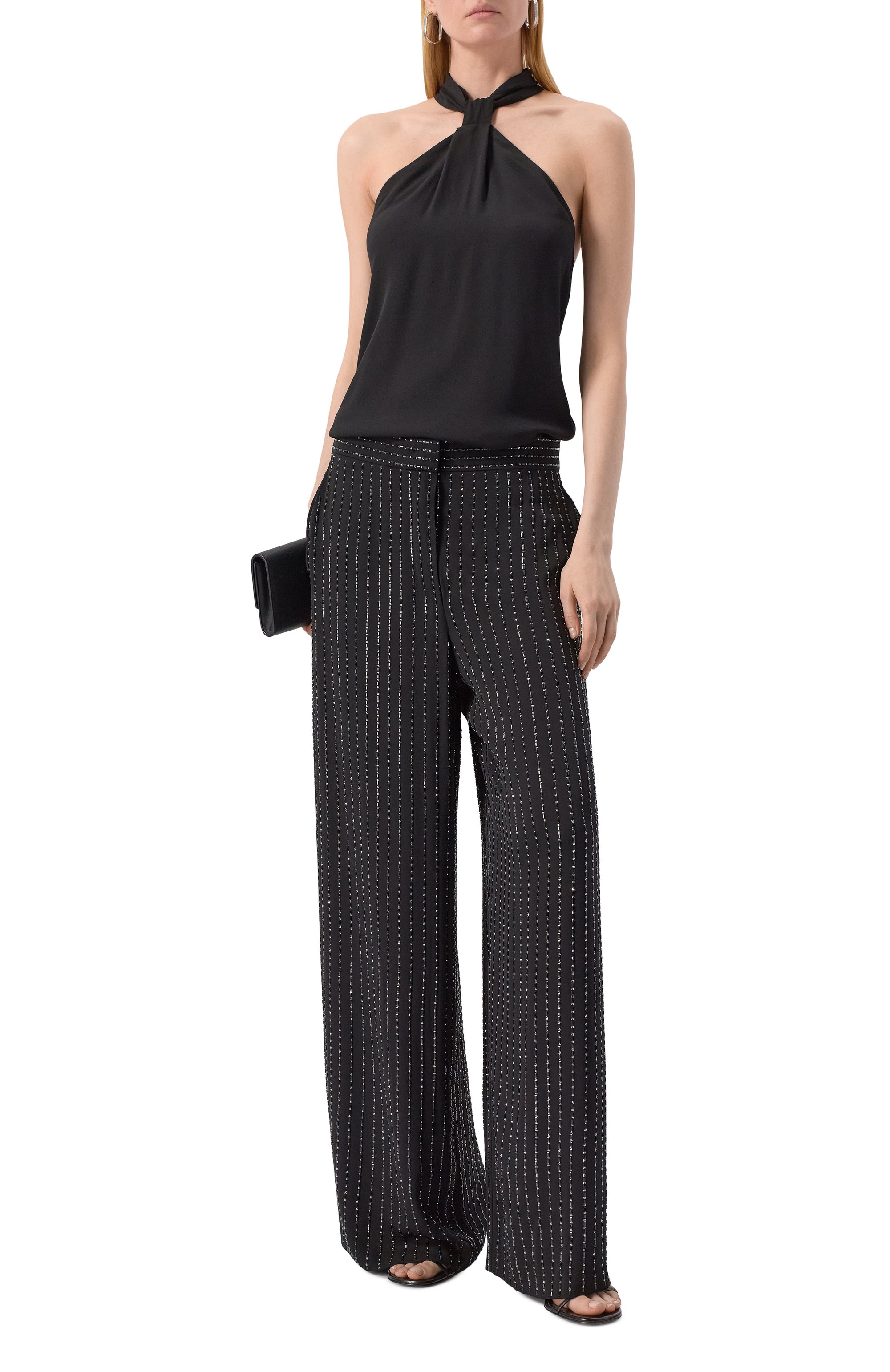 Шелковые брюки с отделкой стразами GIORGIO ARMANI, арт. GW001542/AF19945, фото 2