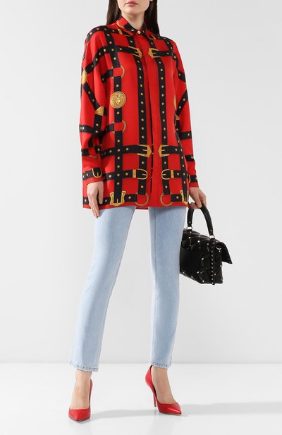 Шелковая рубашка VERSACE красного цвета по цене 134500 руб., арт. A84180/A231175, фото 2 Шелковая рубашка VERSACE, арт. A84180/A231175, фото 2