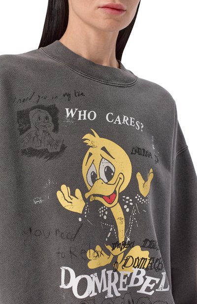 Хлопковый свитшот DOMREBEL серого цвета по цене 39900 руб., арт. WH0 CARES/SWEATSHIRT, фото 5 Хлопковый свитшот DOMREBEL, арт. WH0 CARES/SWEATSHIRT, фото 5