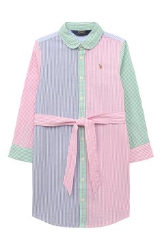 Детское хлопковое платье POLO RALPH LAUREN разноцветного цвета, арт. 312865290 | Фото 1 (Материал внешний: Хлопок; Рукава: Длинные; Девочки Кросс-КТ: Платье-одежда; Случай: Повседневный; Материал сплава: Проставлено; Драгоценные камни: Проставлено; Ростовка одежда: 5 лет | 110 см, 6 лет | 116 см)