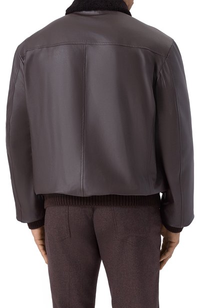 Кожаный бомбер с воротником из овчины KITON, арт. UW2240V0416H2162-66, фото 4