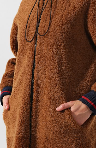 Меховое пальто с капюшоном из овчины INES&MARECHAL, арт. DELTA, фото 5