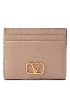 Женский кожаный футляр для кредитных карт VALENTINO бежевого цвета, арт. 6W2P0V32/SNP | Фото 1 (Материал: Натуральная кожа; Нос: Не проставлено)