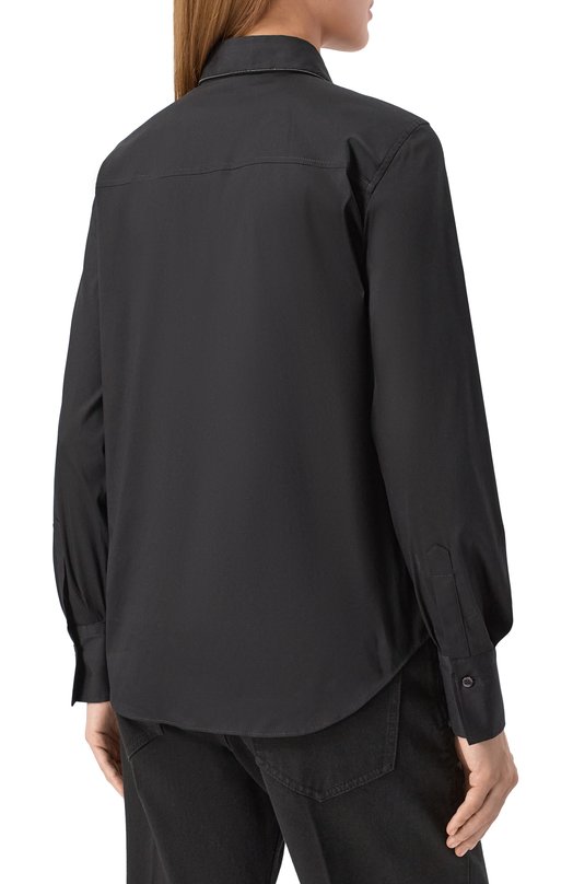 Хлопковая рубашка Brunello Cucinelli MP091MA606 Чёрный  MP091MA606 Фото 4