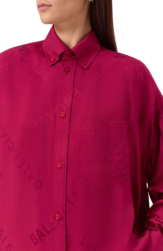 Рубашка из вискозы Balenciaga 814121/T0013 Бордовый  814121/T0013 Фото 5