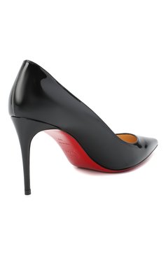 Женские кожаные туфли kate 85 CHRISTIAN LOUBOUTIN черного цвета, арт. kate 85 patent | Фото 4 (Подошва: Плоская; Каблук тип: Шпилька; Каблук высота: Высокий; Драгоценные камни: Проставлено; Материал сплава: Проставлено; Материал внешний: Натуральная кожа)