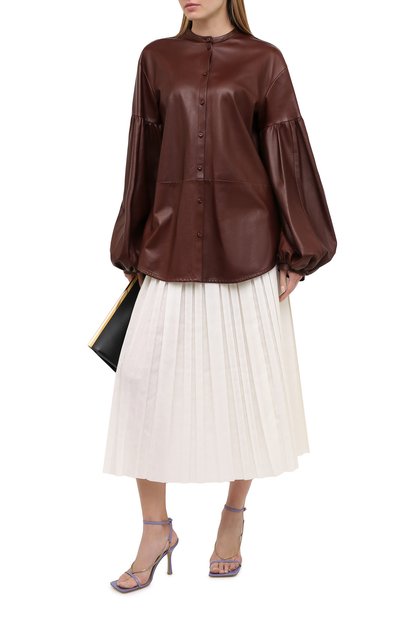 Кожаная рубашка JIL SANDER темно-коричневого цвета по цене 399500 руб., арт. JSWR656075-WRL01011, фото 2 Кожаная рубашка JIL SANDER, арт. JSWR656075-WRL01011, фото 2