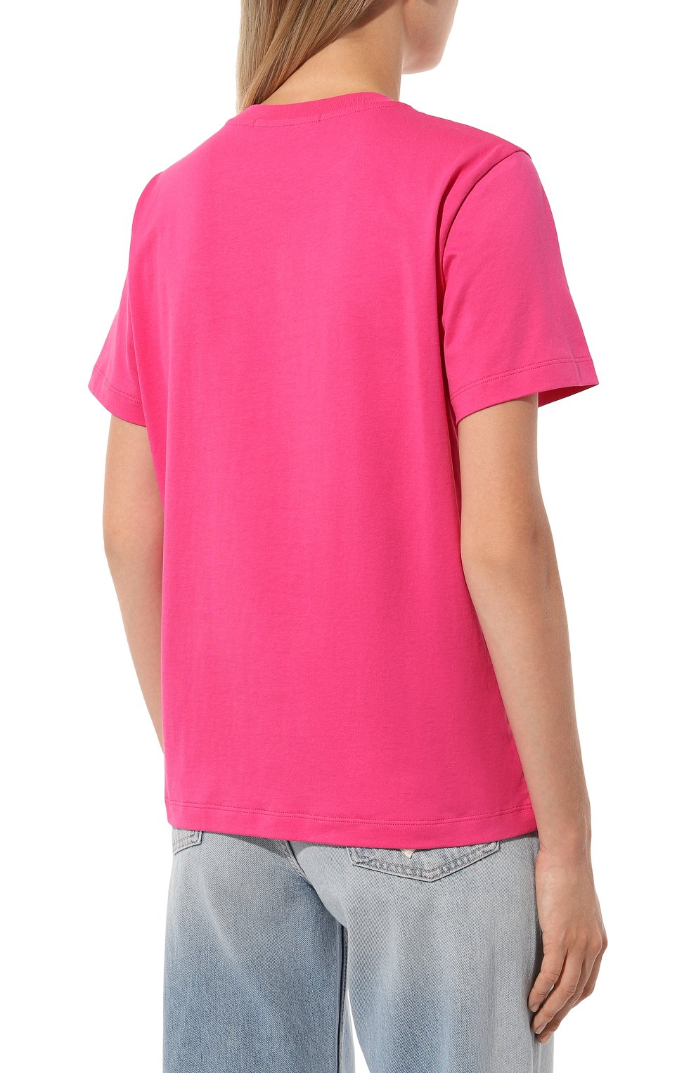 Хлопковая футболка MSGM фуксия цвета по цене 11650 руб., арт. 3641MDM510/247002, фото 4 Хлопковая футболка MSGM, арт. 3641MDM510/247002, фото 4