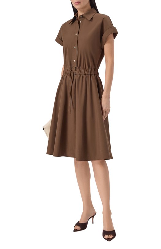 Хлопковое платье Officine Generale S26WDRS102 Коричневый  S26WDRS102 Фото 2