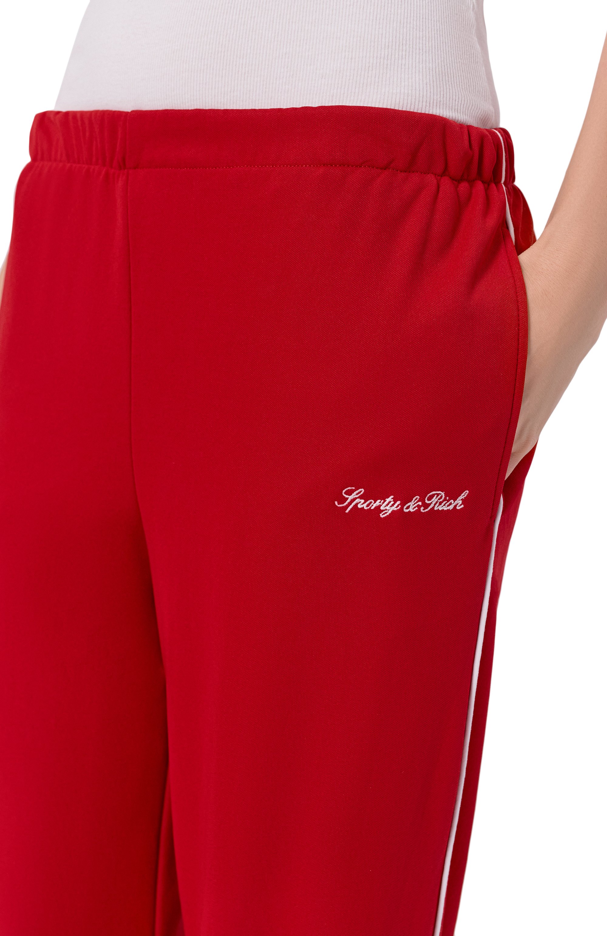Брюки SPORTY AND RICH красного цвета по цене 35750 руб., арт. PA054710326RE33, фото 5 Брюки SPORTY AND RICH, арт. PA054710326RE33, фото 5