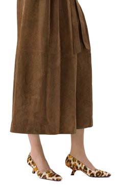 Женские кожаные туфли boogie BOTTEGA VENETA леопардового цвета, арт. 816558/V4U00 | Фото 3 (Материал внешний: Натуральная кожа; Материал сплава: Проставлено; Драгоценные камни: Проставлено; Каблук высота: Средний; Подошва: Плоская; Материал внутренний: Натуральная кожа; Каблук тип: Фигурный)