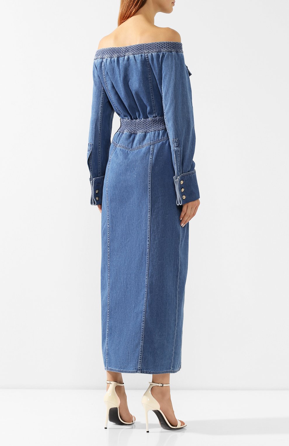 Джинсовое платье BALMAIN голубого цвета по цене 238500 руб., арт. SF16364/D084, фото 4 Джинсовое платье BALMAIN, арт. SF16364/D084, фото 4