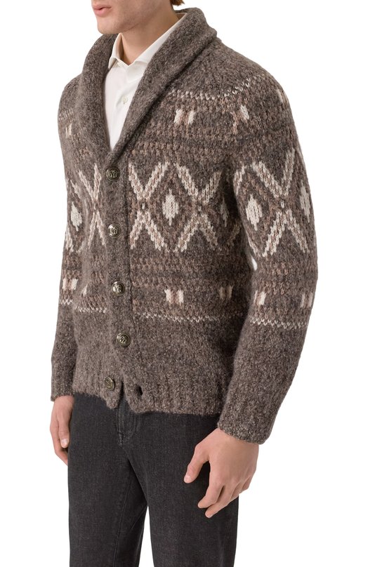 Шерстяной кардиган Brunello Cucinelli M2B301716 Коричневый  M2B301716 Фото 3
