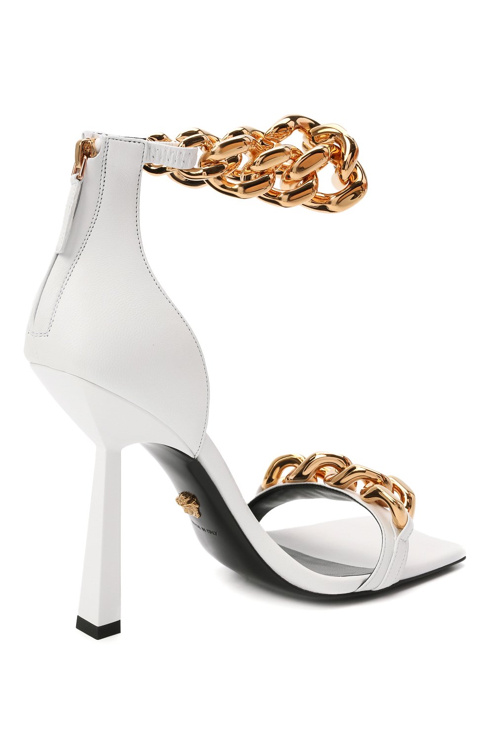 Кожаные босоножки VERSACE белого цвета по цене 120000 руб., арт. DST568P/DNA32, фото 4 Кожаные босоножки VERSACE, арт. DST568P/DNA32, фото 4