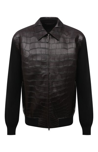 Мужской кардиган с отделкой из кожи аллигатора BRIONI, арт. UMIJ0L/01K13/AMIS