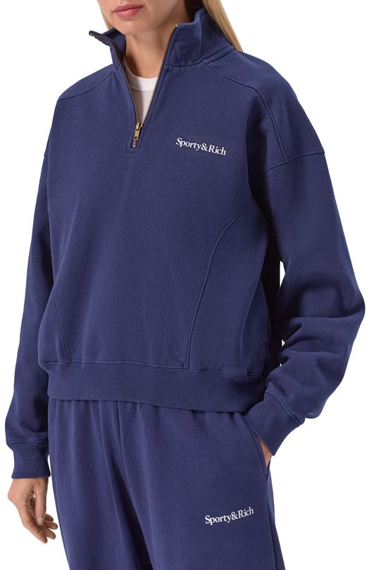 Хлопковый свитшот Sporty and Rich ST08161300BL106 Синий  ST08161300BL106 Фото 3